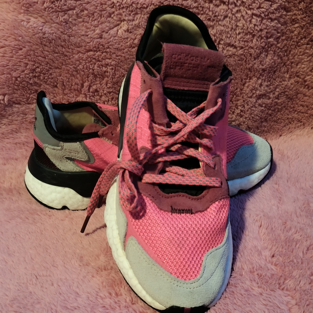 Adidas Women's Pink and Gray Sneakers